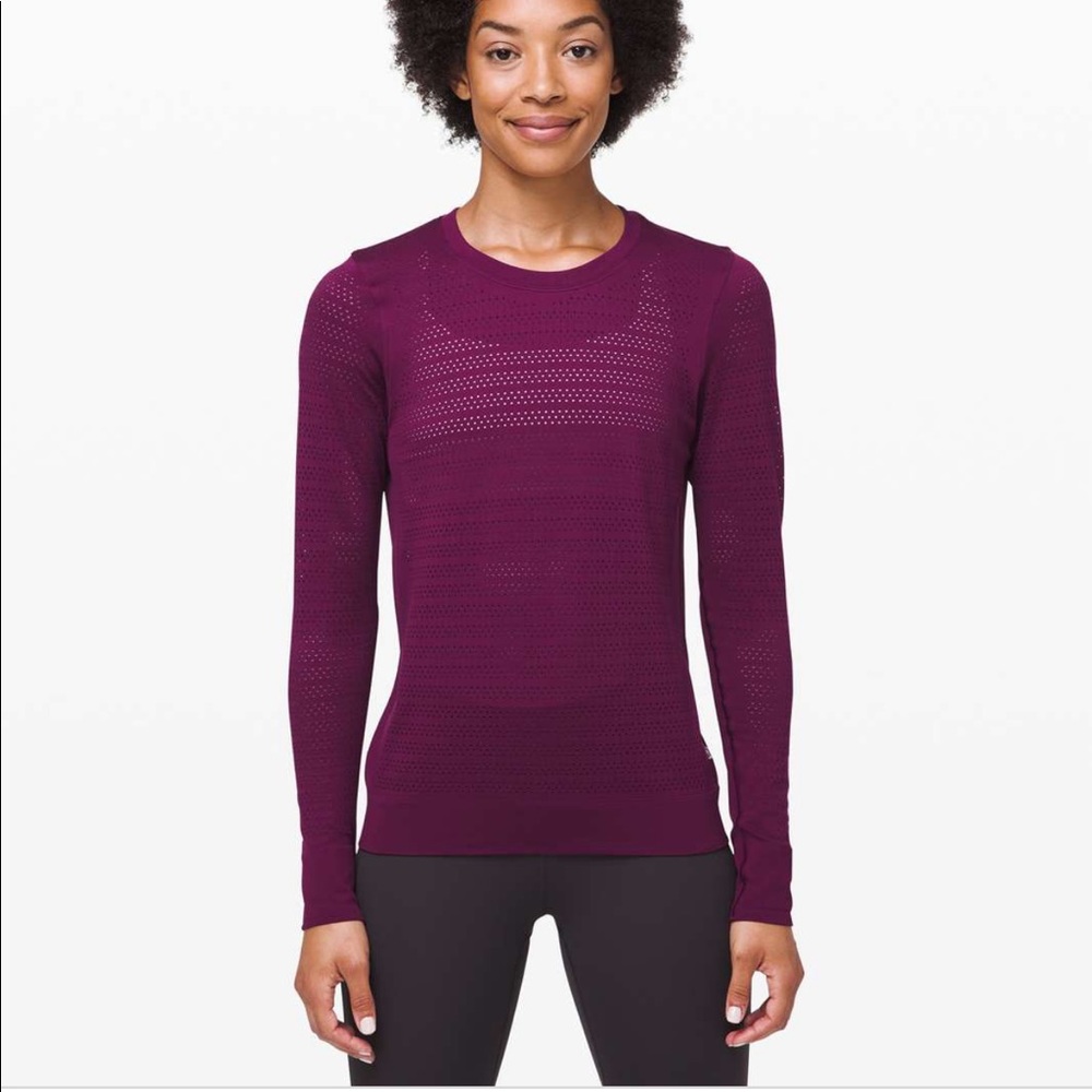 lululemon athletica Long Sleeve Seamless Knit Top in Plum